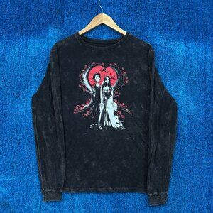 Tim Burtons Corpse Bride Graphic Mineral Wash Long Sleeve Shirt Size Medium